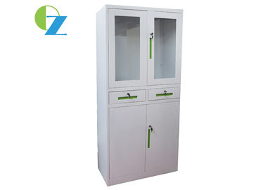 Glass Double Door Steel Office Cupboard H1850*W900*D400(MM) With Two Drawer