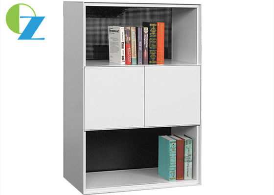 H800 Metal Stationery Cupboard For Office White Satin 3 Tier Cabinet 2 Open Shelf