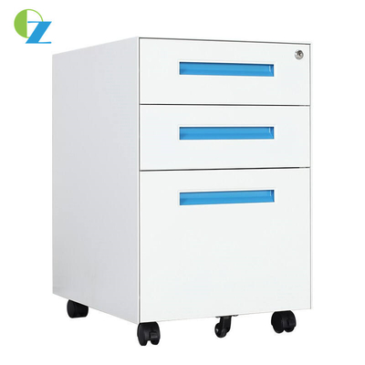 Antiwear Blue Handle Metal Mobile Pedestal Cabinet With 520MM Depth