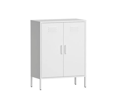 Modern Style Swing Door Slim Metal Storage Cabinet 4 Adjustable Foot