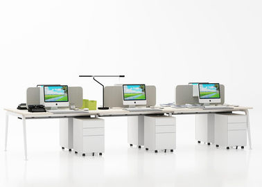 Light Maple Employee 6 Person Workstation Desk , Modern Office Partition Desk