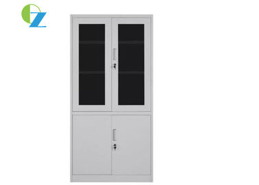Glass Four Door Steel Office Cupboard , Lockable Metal Cupboard With 2 Handle