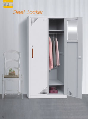 Thick 2 Door Steel Locker With Cloths Hanger Upper 2 Fixed Shelf Any RAL/LK Color