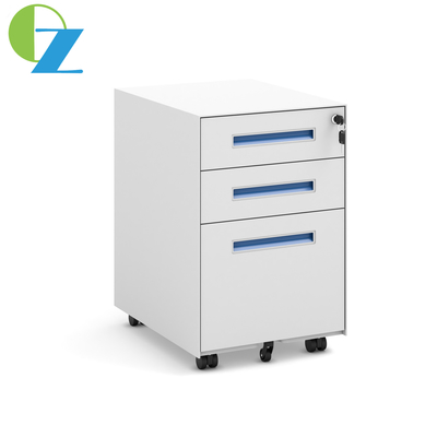 White Side Open Mobile Pedestal File Cabinet Assembled Structure 3 Drawers