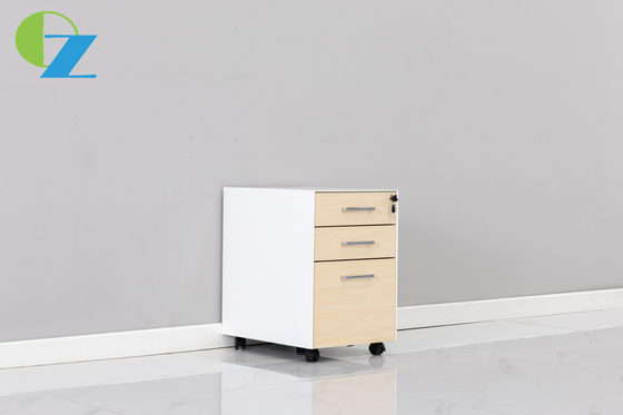 Office 3 Drawers Wooden Mobile Pedestal With Stationary Tray