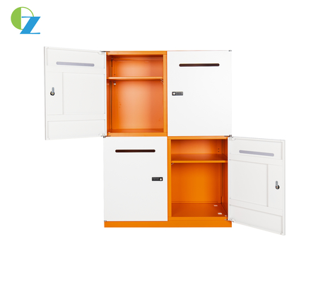 Orange Color 6 Door Mail Box Storage Cabinet With Knock Down Structure