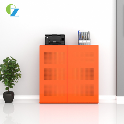 1200MM Height Orange Big Sliding Door Metal Cabinet With Two Adjustable Shelves