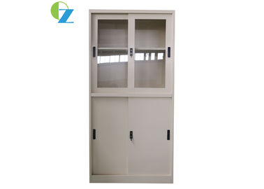 Steel Glass Sliding Door Cupboard H1850*W900*D400(MM) KD Structure For Office