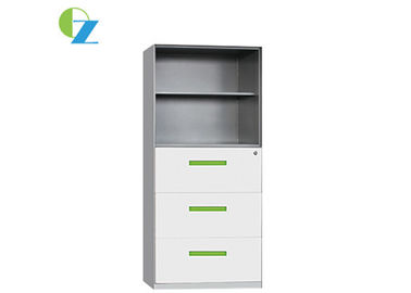 White Silm Edge Office Shelves And Cabinets , Metal Storage Cabinet