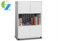 5MM Edge Steel Office Cupboard White Satin 3 Tier Cabinet 1 Open Shelf 2 Door