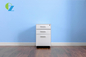 Alloy Handle White Color 3 Drawer Mobile Pedestal With 5 Wheels