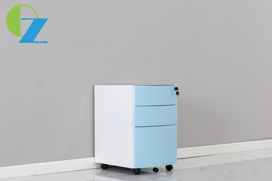 Blue Color 3 Drawer Mobile Pedestal Cabinet Office Equipment A4 File Cabinet