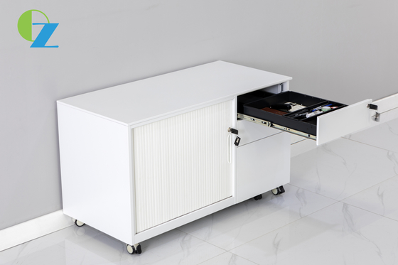 Office Steel Tambour Door Cabinet 3 Drawer Mobile Pedestal