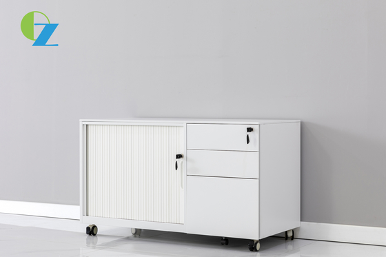 Office Steel Tambour Door Cabinet 3 Drawer Mobile Pedestal