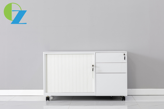 Combined Caddy 3 Drawer Mobile Pedestal Cabinet With Tambour Door