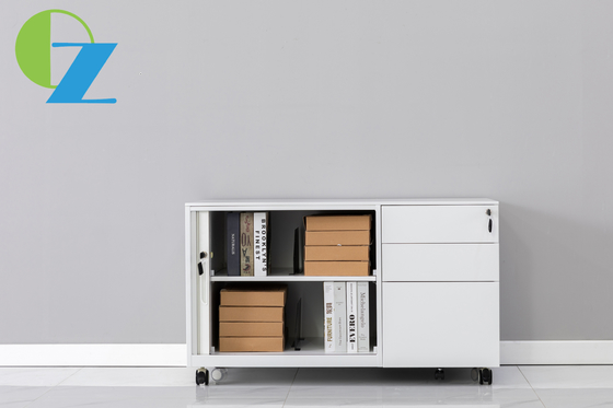 Combined Caddy 3 Drawer Mobile Pedestal Cabinet With Tambour Door