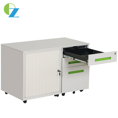 Office Metal Mobile Tambour Caddy File Storage Cabinet With White Color