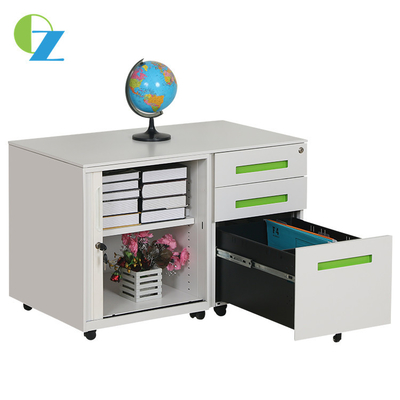 Office Metal Mobile Tambour Caddy File Storage Cabinet With 3 Drawer